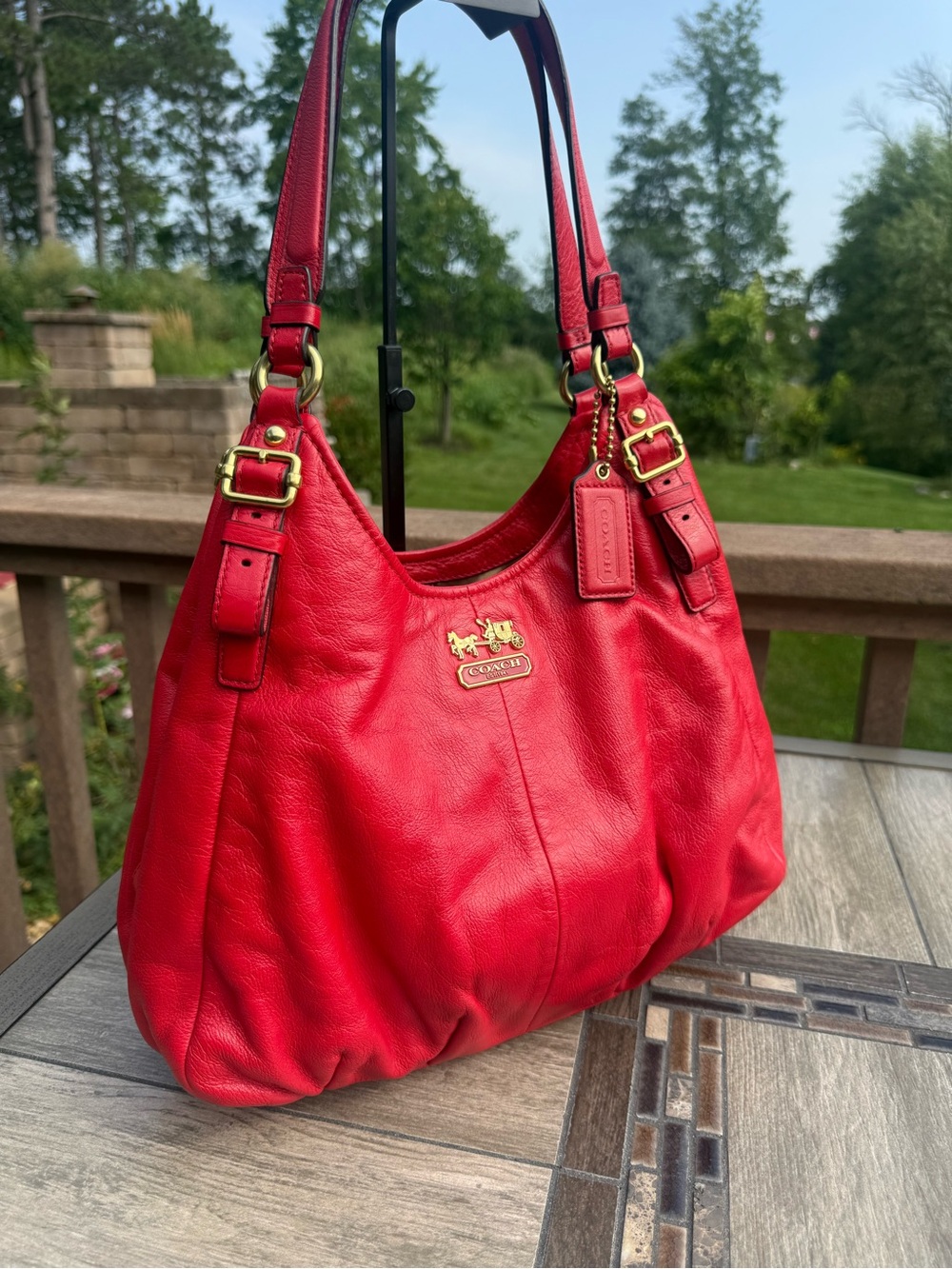EUC Coach Madison Abigail Shoulder Bag Red Pebbled Leather Vintage Y2K - Picture 4 of 15